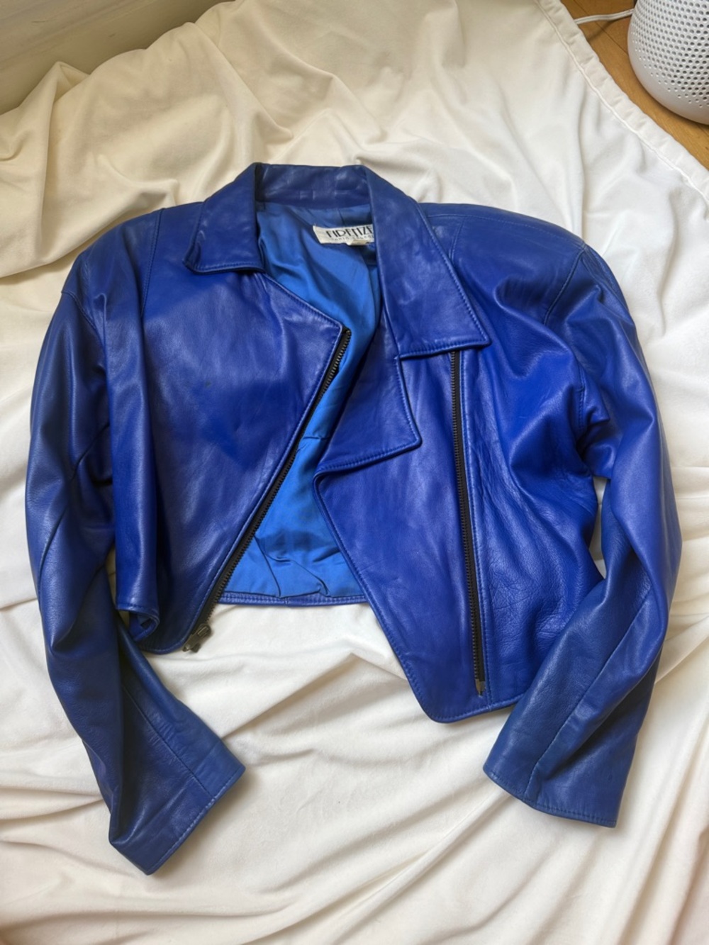 Vintage Electric Blue Leather Moto Jacket - Unbranded. Vintage from the 80’s .